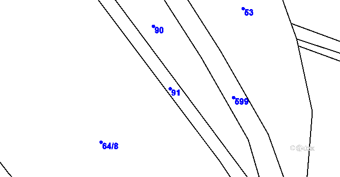 Parcela st. 91 v KÚ Broumovice, Katastrální mapa