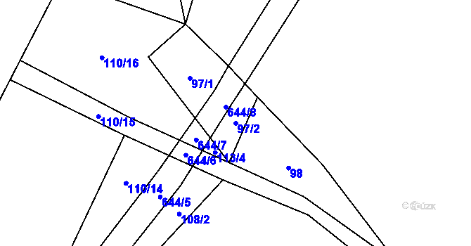 Parcela st. 97/2 v KÚ Broumovice, Katastrální mapa