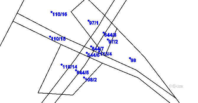 Parcela st. 113/4 v KÚ Broumovice, Katastrální mapa