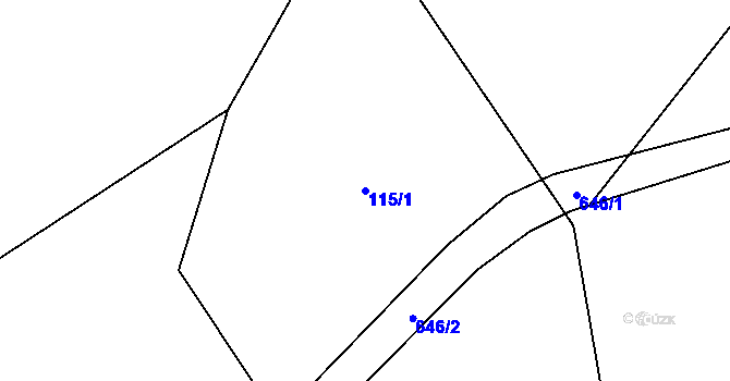 Parcela st. 115/1 v KÚ Broumovice, Katastrální mapa