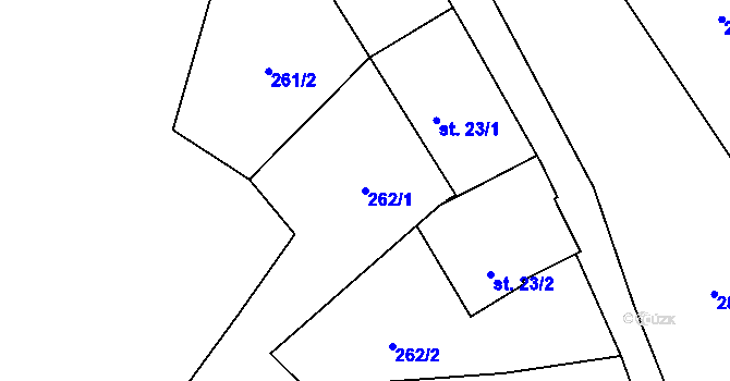 Parcela st. 262/1 v KÚ Broumovice, Katastrální mapa