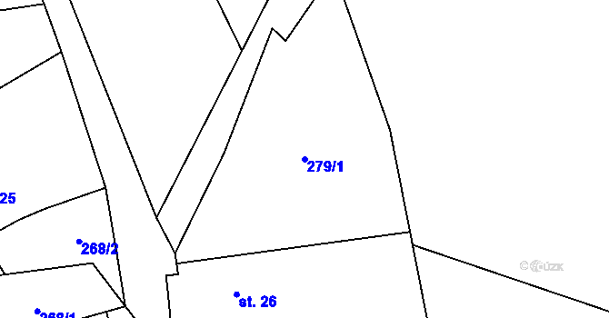 Parcela st. 279/1 v KÚ Broumovice, Katastrální mapa