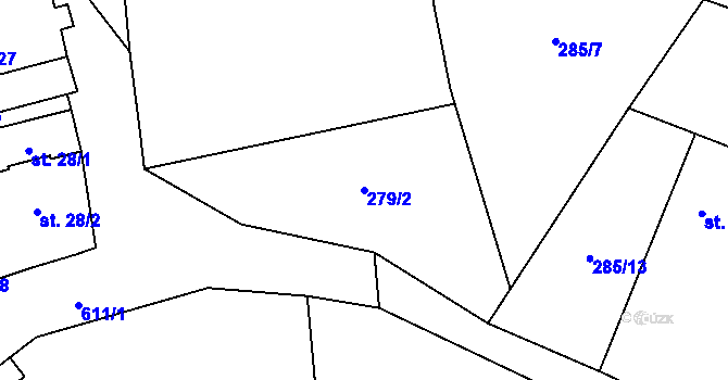 Parcela st. 279/2 v KÚ Broumovice, Katastrální mapa
