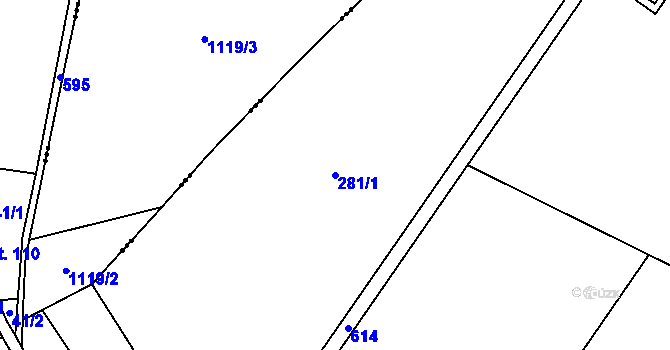Parcela st. 281/1 v KÚ Broumovice, Katastrální mapa
