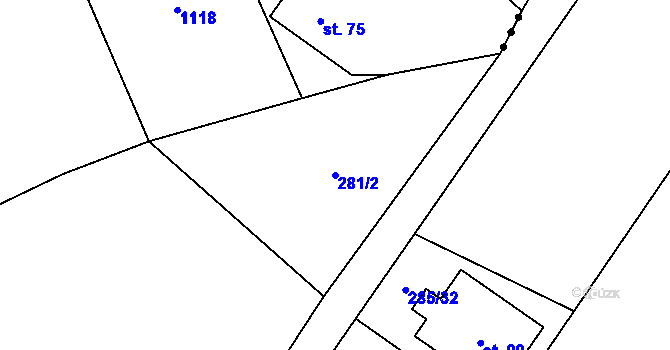 Parcela st. 281/2 v KÚ Broumovice, Katastrální mapa