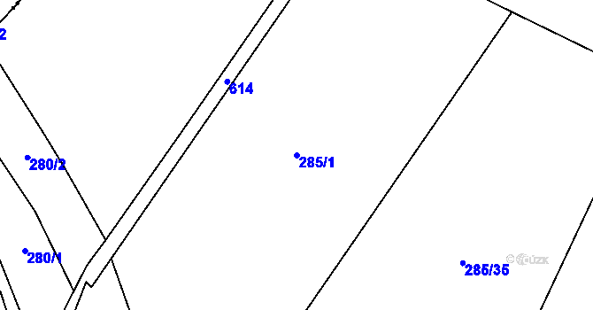 Parcela st. 285/1 v KÚ Broumovice, Katastrální mapa