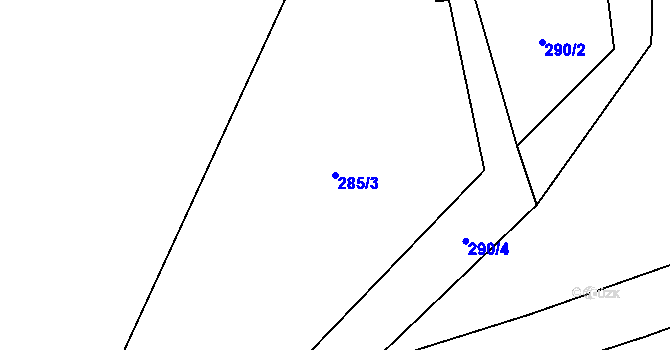 Parcela st. 285/3 v KÚ Broumovice, Katastrální mapa