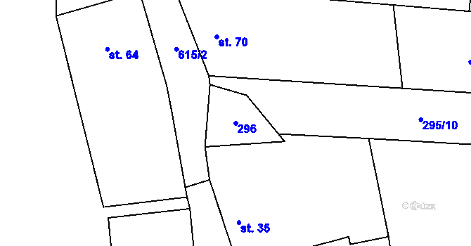 Parcela st. 296 v KÚ Broumovice, Katastrální mapa