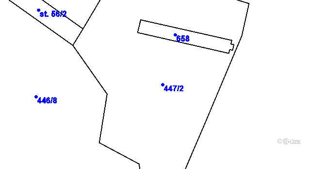 Parcela st. 447/2 v KÚ Broumovice, Katastrální mapa