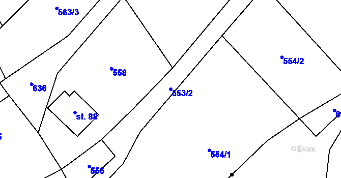 Parcela st. 553/2 v KÚ Broumovice, Katastrální mapa