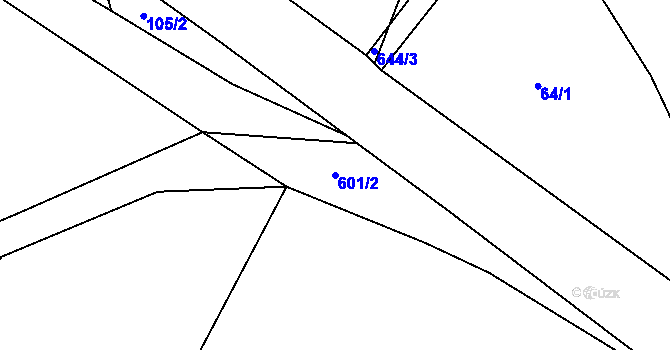 Parcela st. 601/2 v KÚ Broumovice, Katastrální mapa