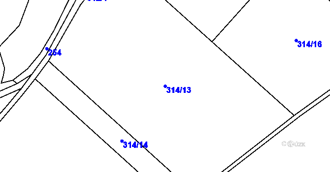 Parcela st. 314/13 v KÚ Broumovice, Katastrální mapa