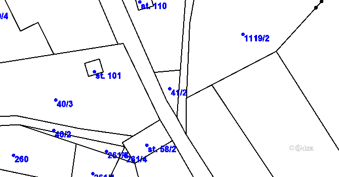 Parcela st. 41/2 v KÚ Broumovice, Katastrální mapa