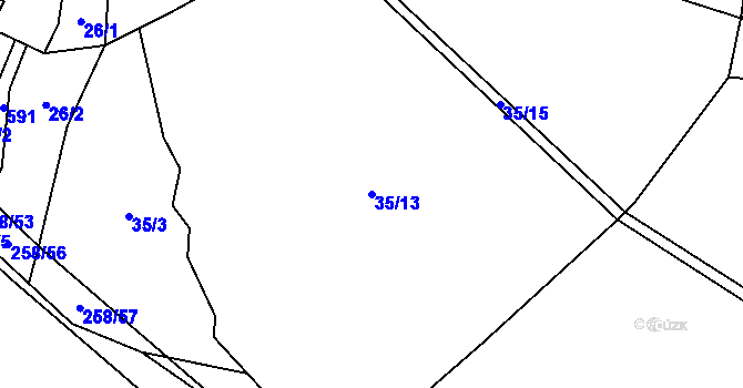Parcela st. 35/13 v KÚ Broumovice, Katastrální mapa