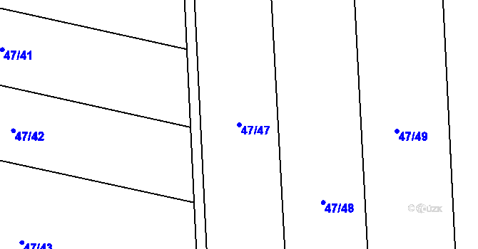Parcela st. 47/47 v KÚ Broumovice, Katastrální mapa