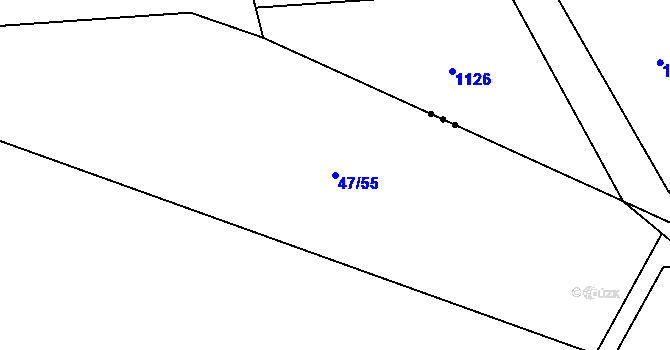 Parcela st. 47/55 v KÚ Broumovice, Katastrální mapa