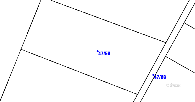 Parcela st. 47/58 v KÚ Broumovice, Katastrální mapa