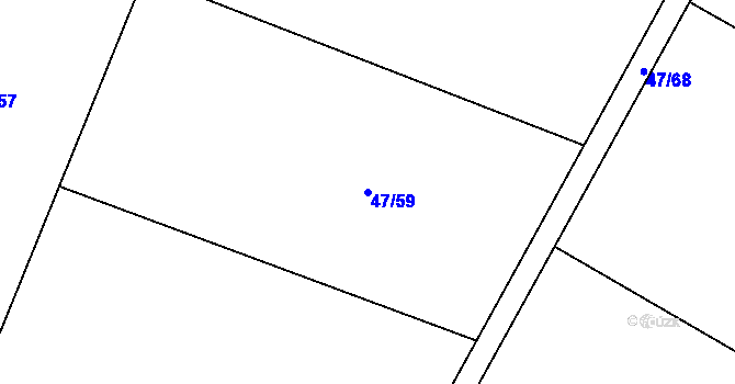 Parcela st. 47/59 v KÚ Broumovice, Katastrální mapa