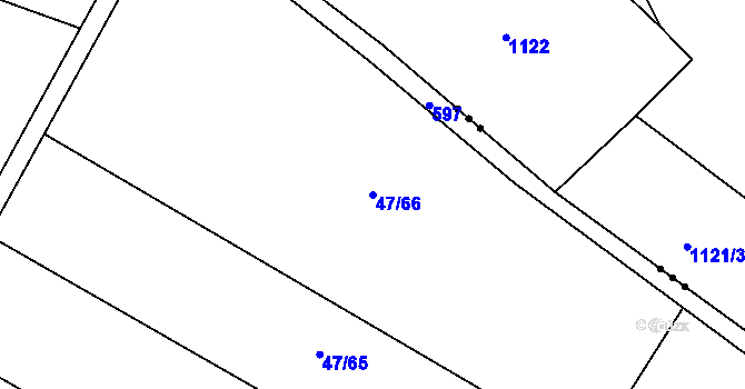 Parcela st. 47/66 v KÚ Broumovice, Katastrální mapa