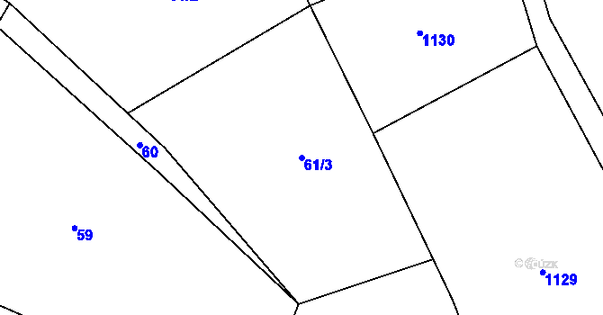 Parcela st. 61/3 v KÚ Broumovice, Katastrální mapa