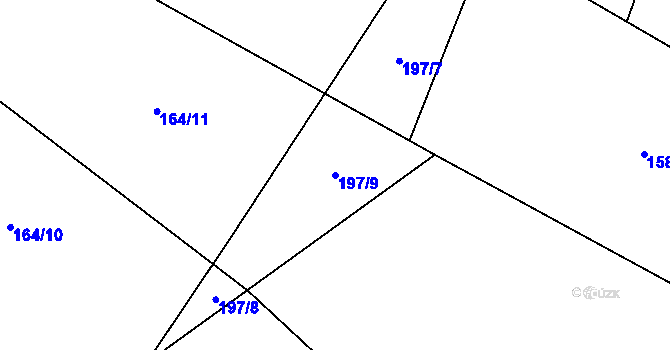 Parcela st. 197/9 v KÚ Broumovice, Katastrální mapa