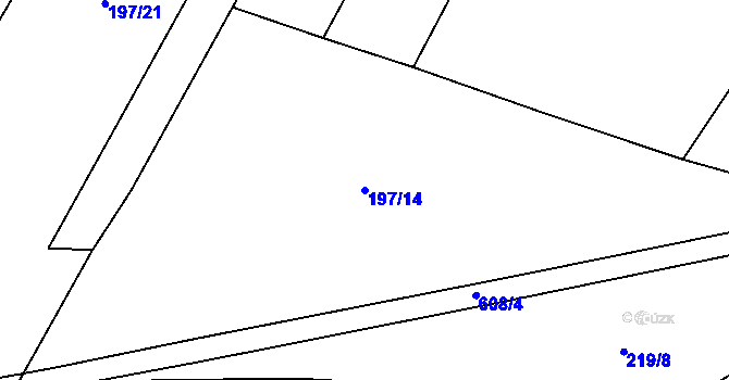 Parcela st. 197/14 v KÚ Broumovice, Katastrální mapa