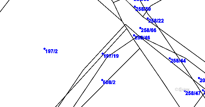 Parcela st. 197/19 v KÚ Broumovice, Katastrální mapa