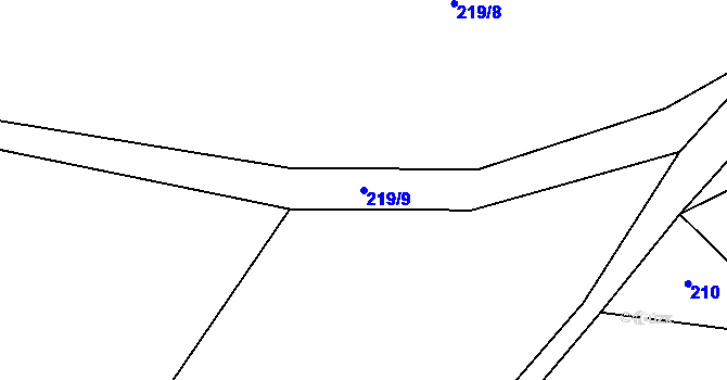 Parcela st. 219/9 v KÚ Broumovice, Katastrální mapa