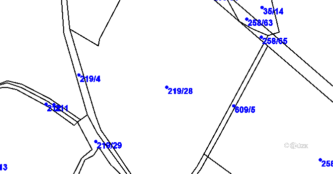 Parcela st. 219/28 v KÚ Broumovice, Katastrální mapa