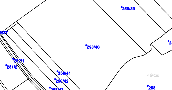 Parcela st. 258/40 v KÚ Broumovice, Katastrální mapa