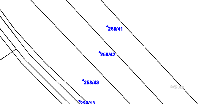 Parcela st. 258/42 v KÚ Broumovice, Katastrální mapa