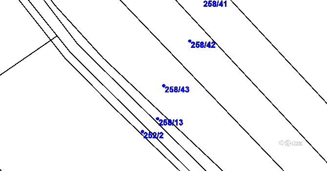 Parcela st. 258/43 v KÚ Broumovice, Katastrální mapa