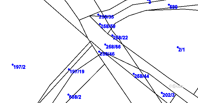 Parcela st. 258/46 v KÚ Broumovice, Katastrální mapa