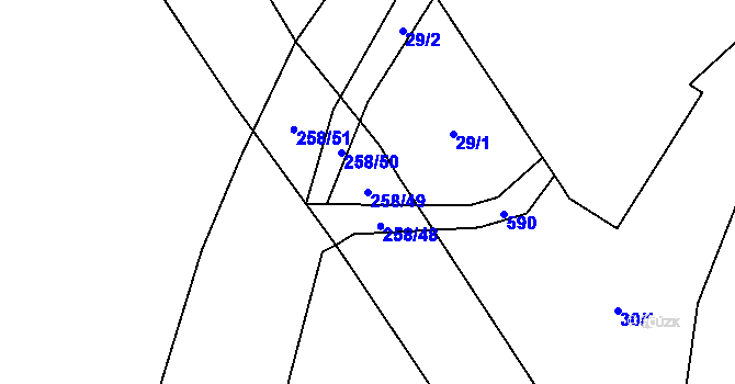 Parcela st. 258/49 v KÚ Broumovice, Katastrální mapa