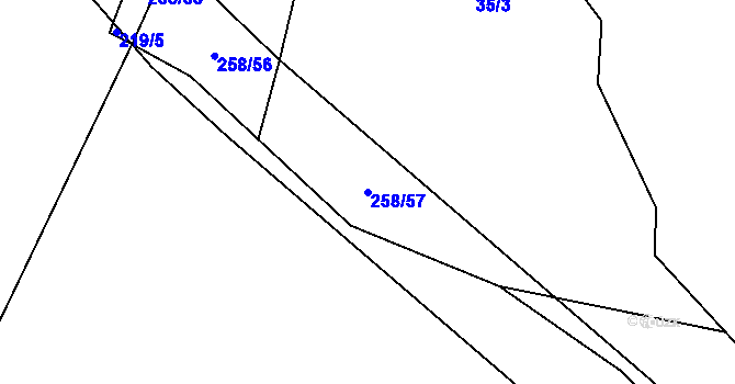 Parcela st. 258/57 v KÚ Broumovice, Katastrální mapa