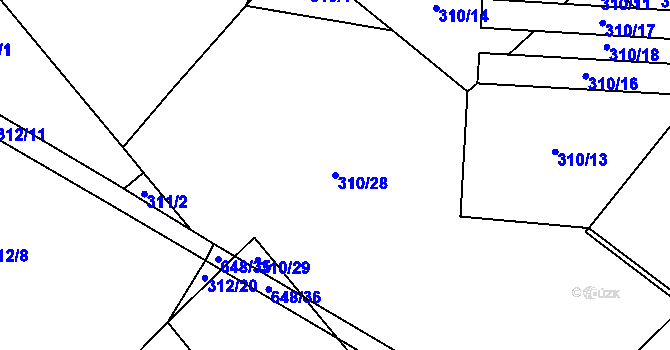 Parcela st. 310/28 v KÚ Broumovice, Katastrální mapa