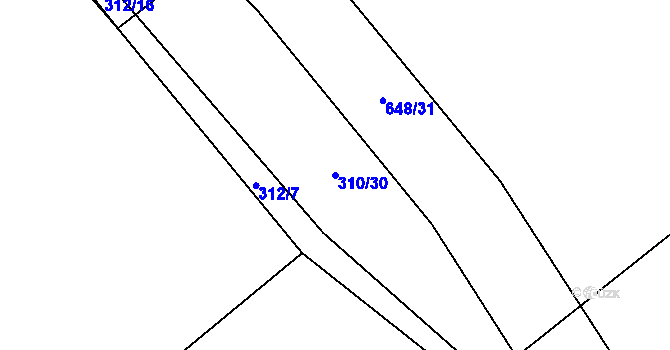 Parcela st. 310/30 v KÚ Broumovice, Katastrální mapa