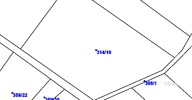 Parcela st. 314/19 v KÚ Broumovice, Katastrální mapa