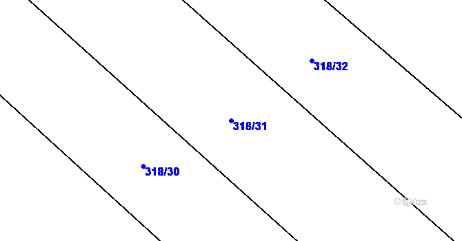 Parcela st. 318/31 v KÚ Broumovice, Katastrální mapa