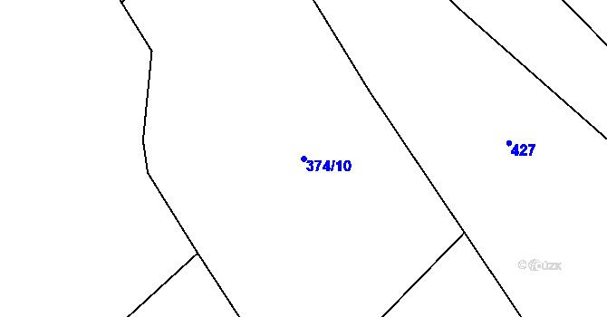 Parcela st. 374/10 v KÚ Broumovice, Katastrální mapa
