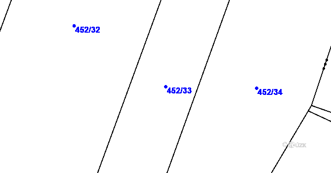 Parcela st. 452/33 v KÚ Broumovice, Katastrální mapa