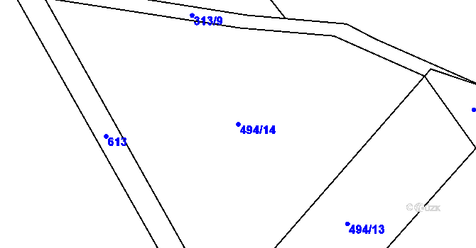 Parcela st. 494/14 v KÚ Broumovice, Katastrální mapa