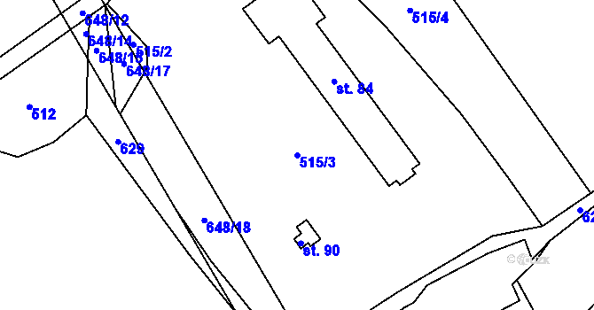 Parcela st. 515/3 v KÚ Broumovice, Katastrální mapa