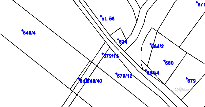 Parcela st. 579/15 v KÚ Broumovice, Katastrální mapa