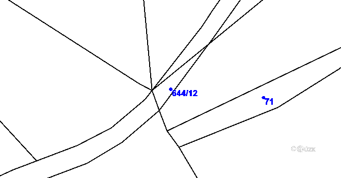 Parcela st. 644/12 v KÚ Broumovice, Katastrální mapa