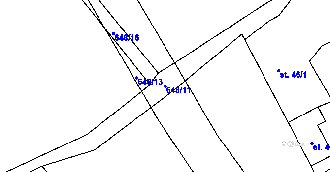 Parcela st. 648/11 v KÚ Broumovice, Katastrální mapa