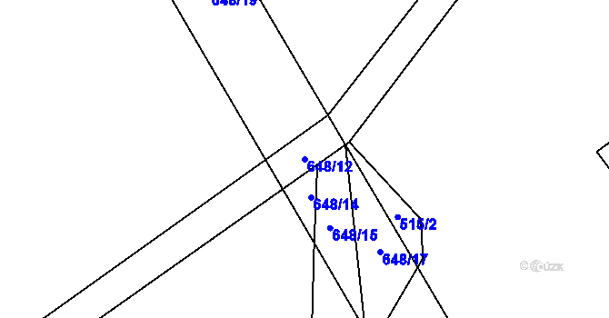 Parcela st. 648/12 v KÚ Broumovice, Katastrální mapa