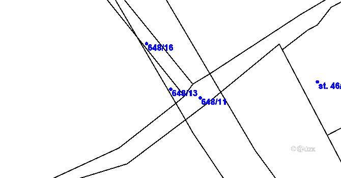 Parcela st. 648/13 v KÚ Broumovice, Katastrální mapa
