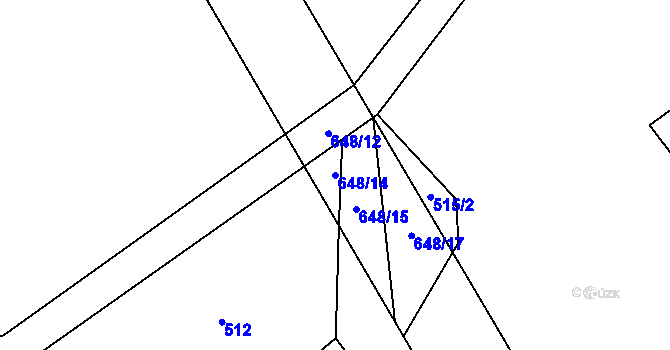 Parcela st. 648/14 v KÚ Broumovice, Katastrální mapa