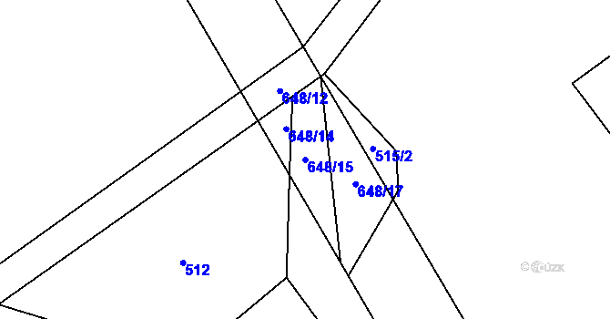 Parcela st. 648/15 v KÚ Broumovice, Katastrální mapa